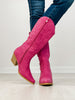 Nubuck Leather Western Boots in Fuchsia