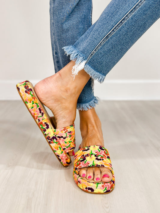 Coastal Bloom Embroidered Slip-Ons