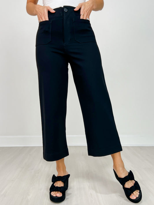 High Waisted Pants with Belt Loops and Side Pockets
