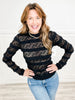 Long Sleeve Solid Knit Top with Lace Detail