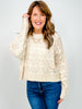 Open Knit Long Sleeve Sweater with Round Neckline