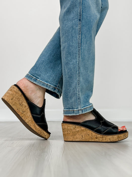 Corkys Neon Moon Cork Wedges in BLACK
