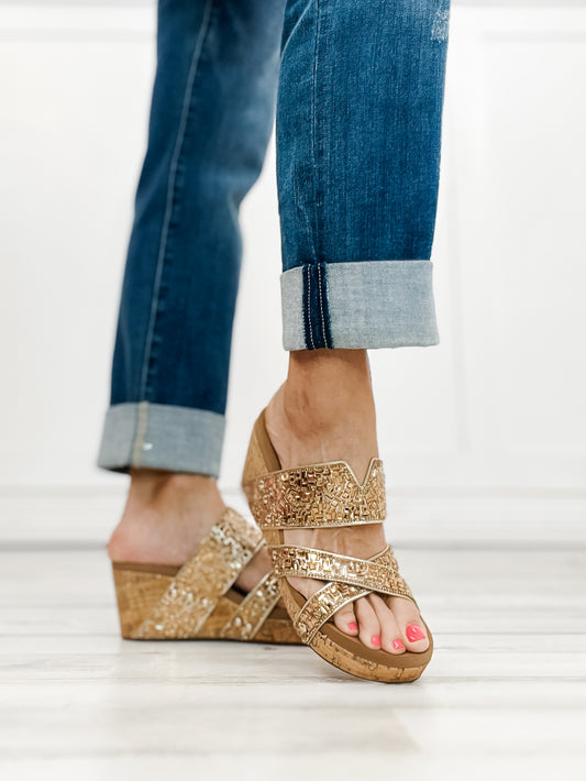 Corkys Sparkler Criss-Cross Wedges in Gold