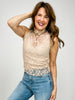 Sleeveless Floral Lace Top With Mock Neck