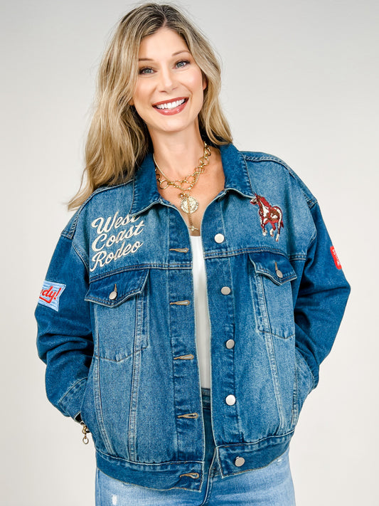 Embroidered Western Denim Trucker Jacket