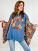 Peace Sign Patch Kantha Poncho Top