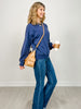 Mineral Washed Mixed Texture Pullover in Navy