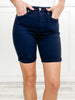 Judy Blue High Waist Navy Garment Dyed Tummy Control Bermuda Shorts