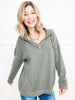 Sunny Disposition Mineral Washed Waffled Oversized Hoodie Top - SET B