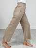 Smocked Waistband Ribbed Wide Leg Pants