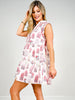 Flower Print Flutter Cap Sleeves Mini Dress with Ruffle Hem