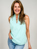 Striped Sleeveless Top with Split V-Neckline