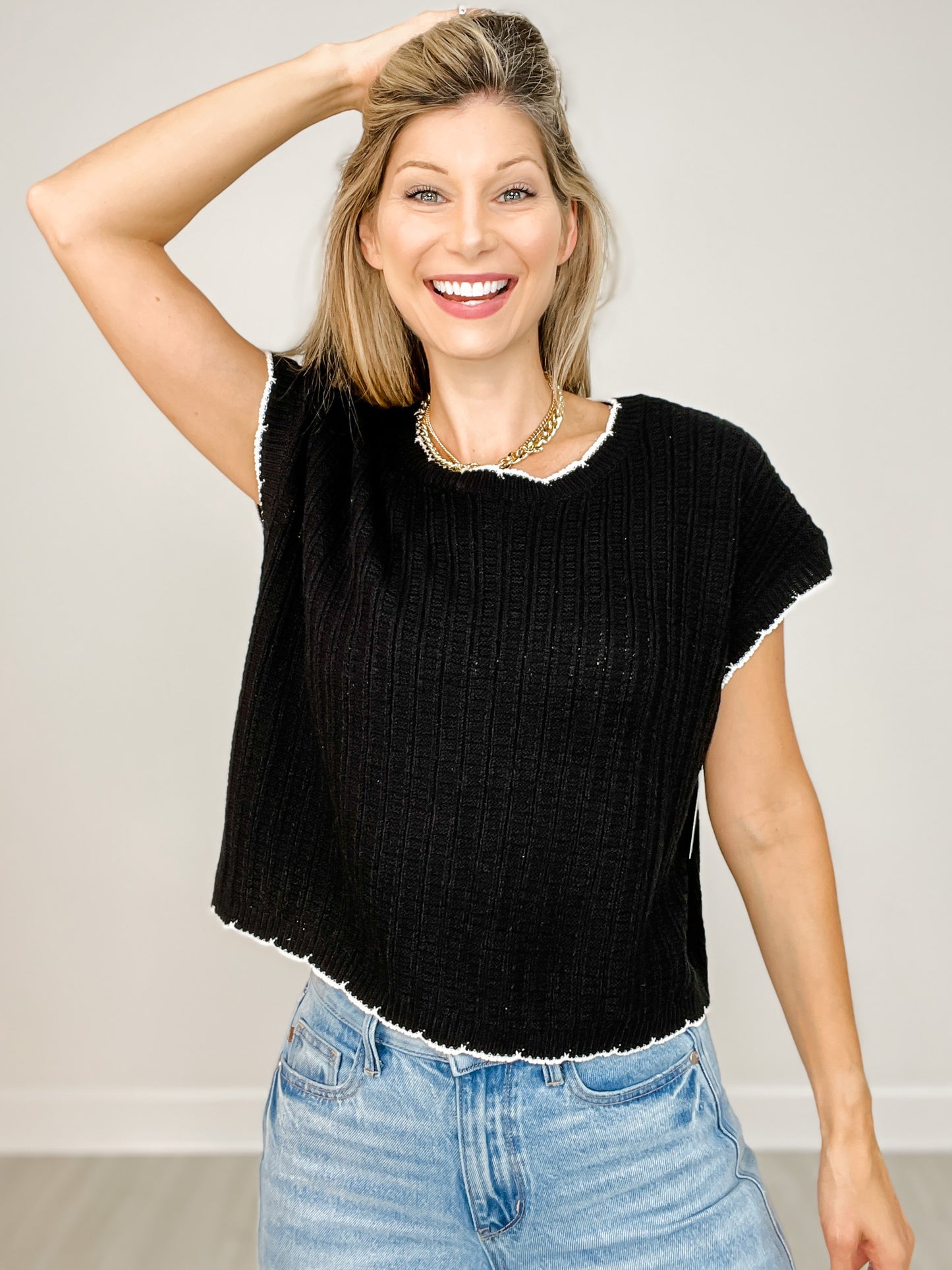 Textured Light Weight Dolman Sweater Top