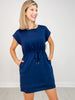 Short Sleeve Drawstring Waist Jersey Dress