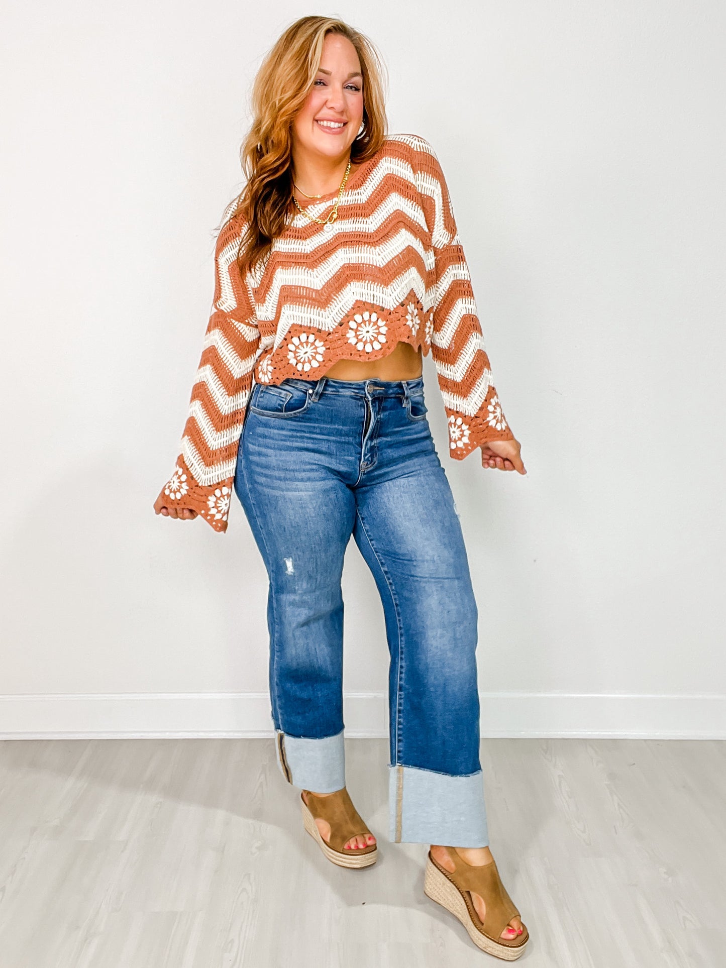 Risen ALL OR NOTHING High Rise Ankle Wide Cuffed Jeans