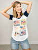 Vintage Patriotic Stamps Vneck Graphic Tee