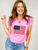 Short Sleeve Crewneck American Flag Top
