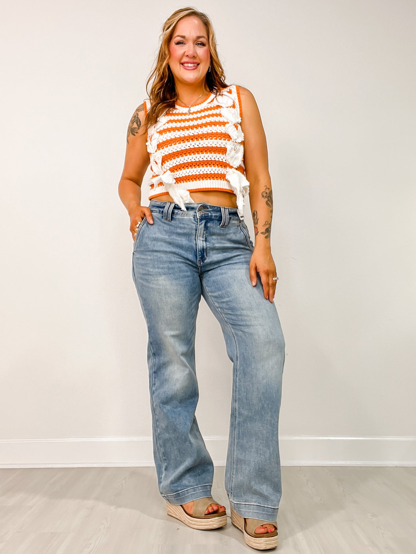 Judy Blue DOUBLE TAKE Double Button Waistband Wide Leg Jeans