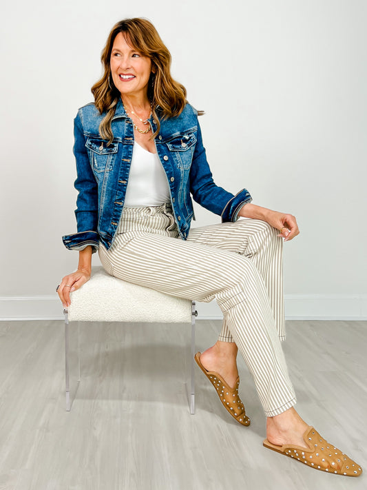 MICA Super High Loose Fit Straight Striped Jeans