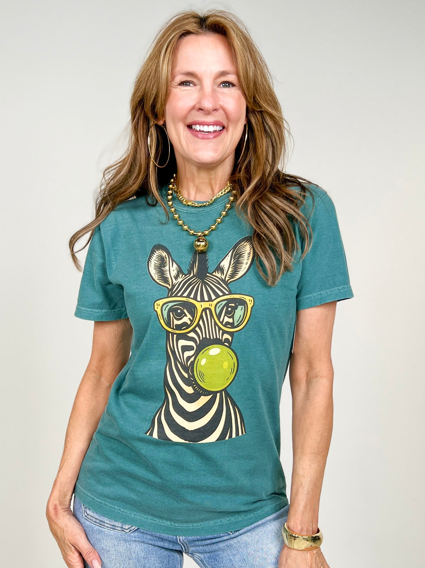 Bubble Gum Zebra Graphic Tee