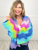 Tainted Love Rainbow Multi Color Wavy Knit Sweater Cardigan