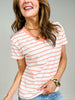 Striped V-Neck Short Sleeve Top