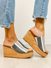 Corkys Mugshot Slip-On Wedges in Black Natural Stripe 2