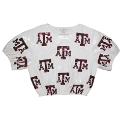 Sequin Repeater Crop Top Texas A&M University