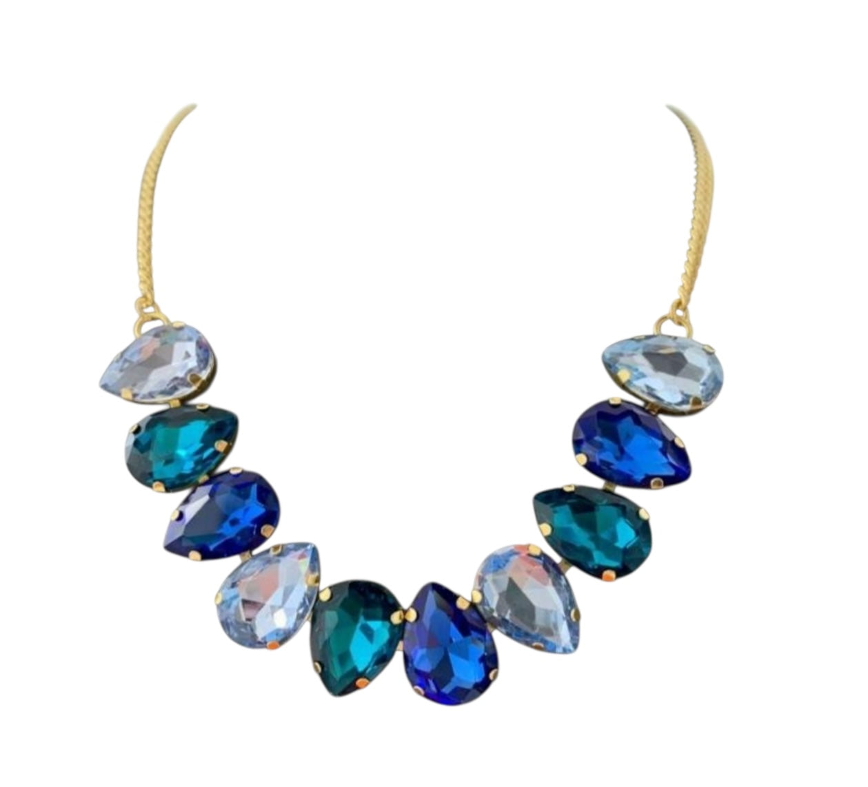 Statement Glass bead Necklace - Sapphire