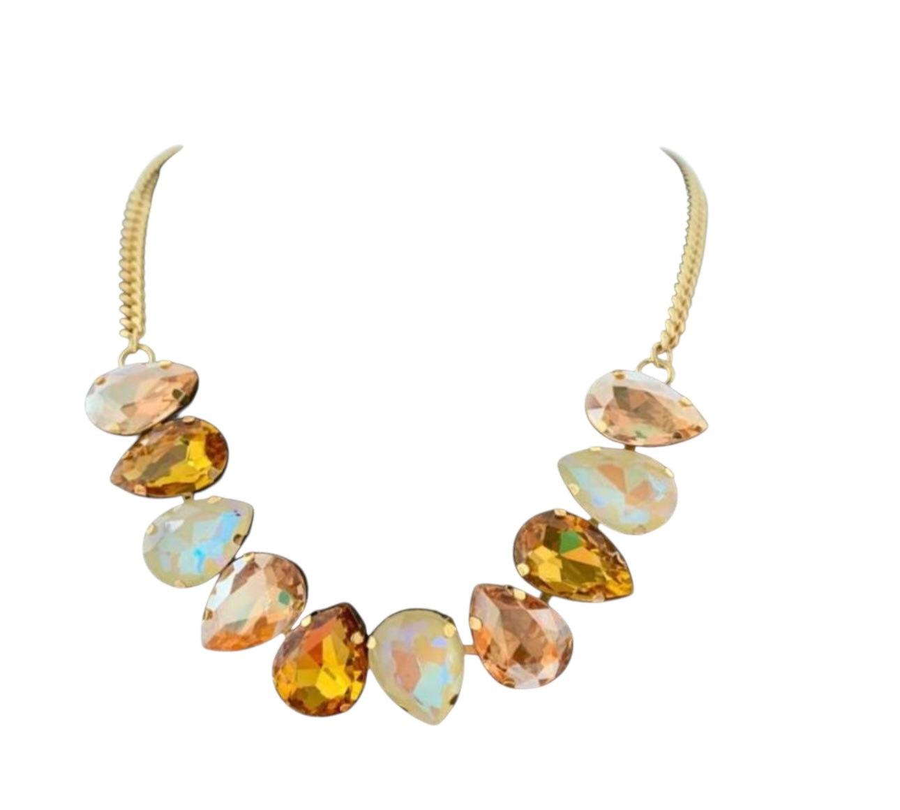 Statement Glass bead Necklace - Amber