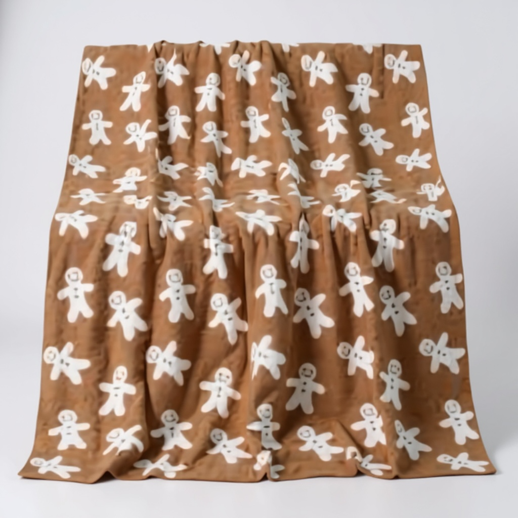 Ultra-Soft Large Brown Gingerbread Blanket