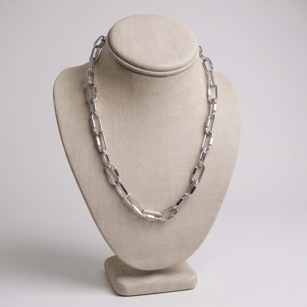 Silver Rectangle Link Necklace