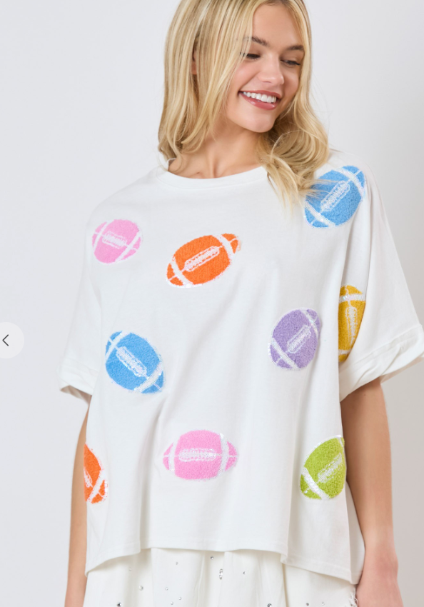 Multi Color Football towel & Sequins Top