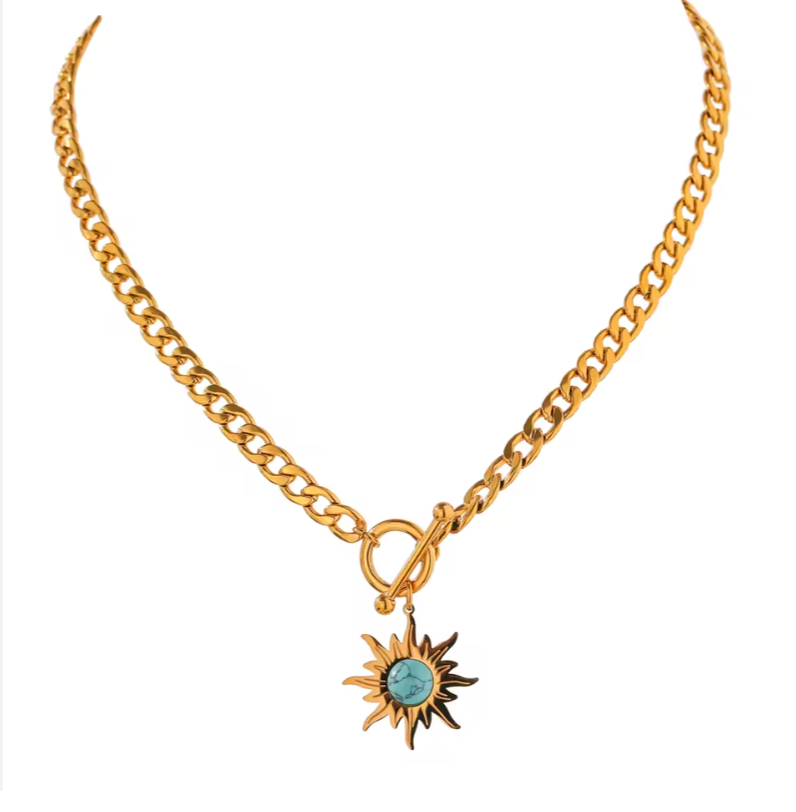 Sun Flower Pendant Necklace