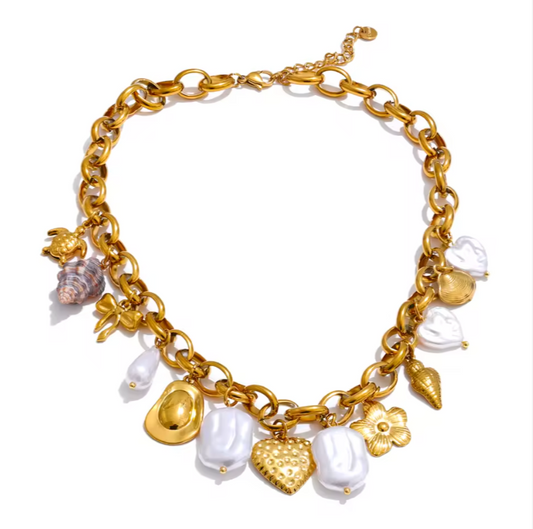 Pearl Conch Charm Necklace