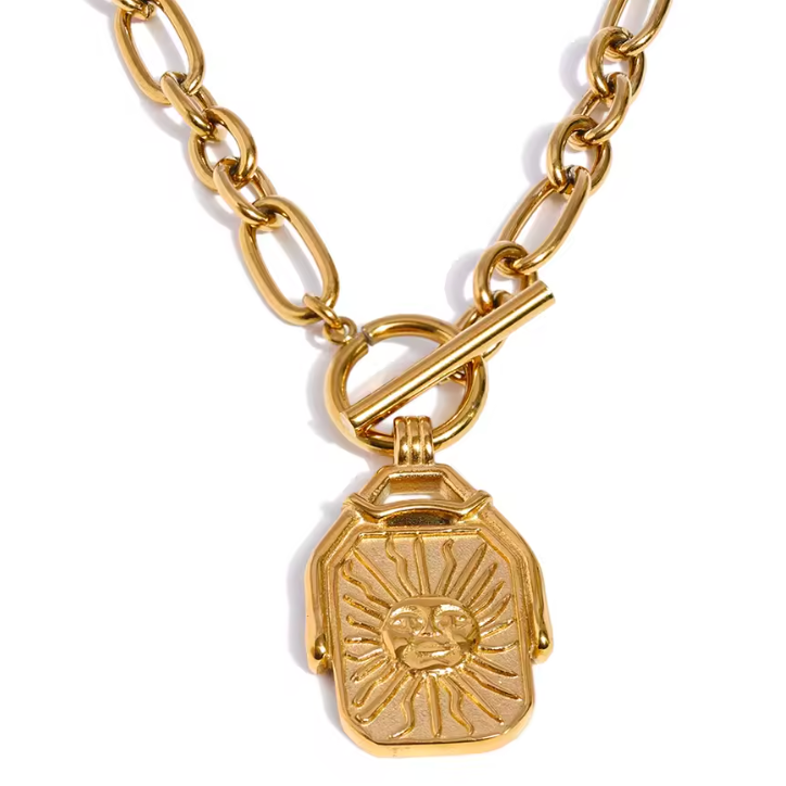 Double Sided Sun Pendant Necklace