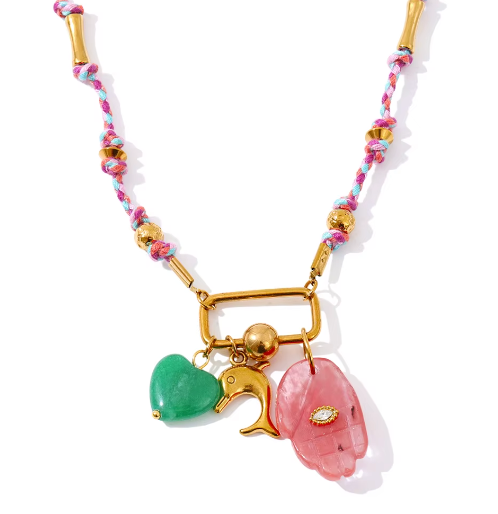 Acrylic Pendant Wrapped Necklace