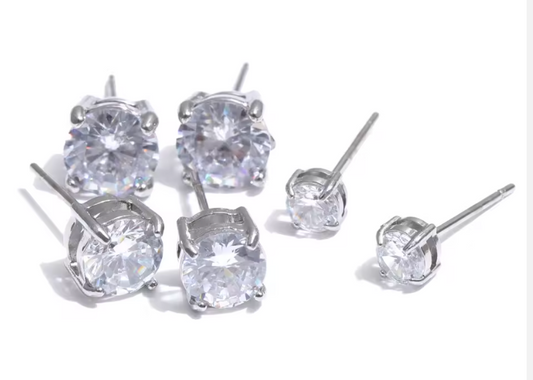 Cubic Zirconia Stud Earring Set