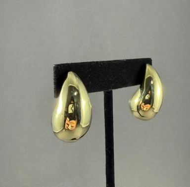 Brass Chicago Bean post earring