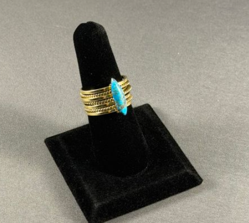 Brass Turquoise diamond spinner ring
