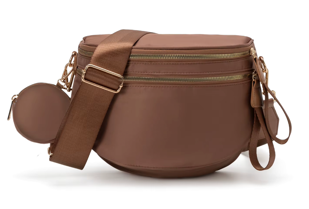 Nylon Bum Bag / Fanny Pack Dark Brown