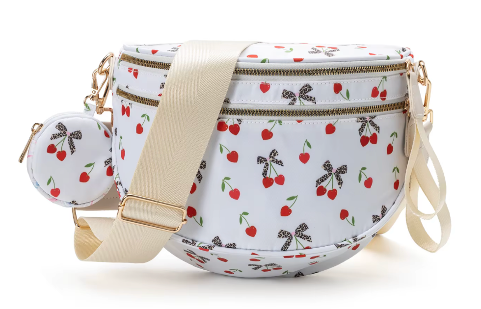 Nylon Bum Bag / Fanny Pack Leopard Cherries