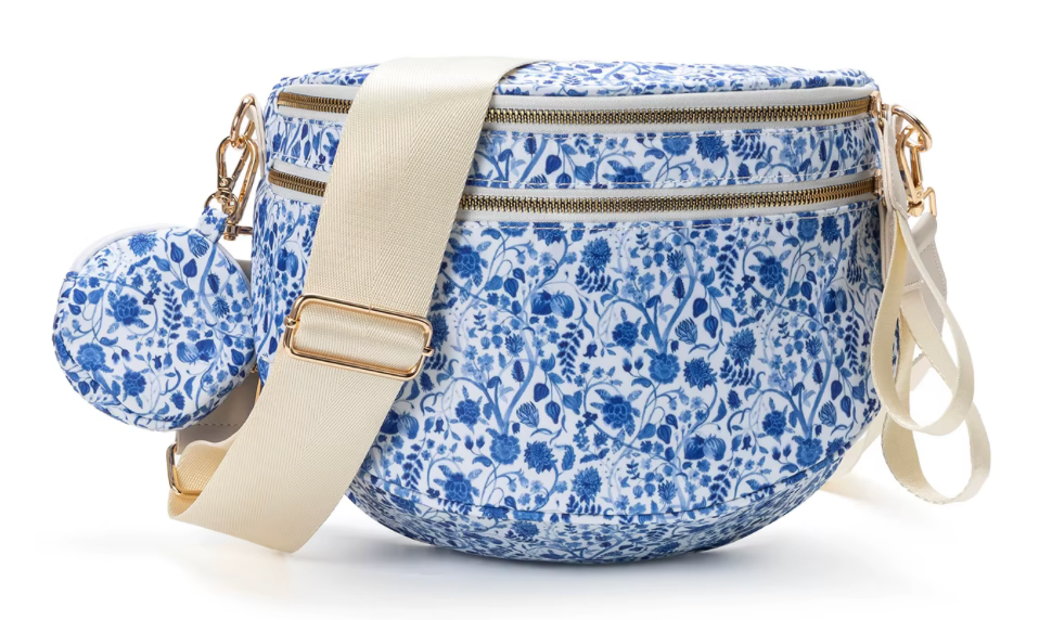Nylon Bum Bag / Fanny Pack Blue & White Tulle