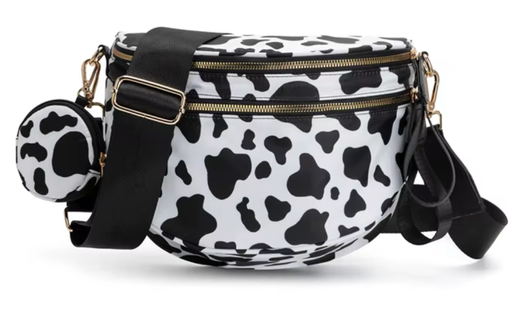 Nylon Bum Bag / Fanny Pack Cow Print