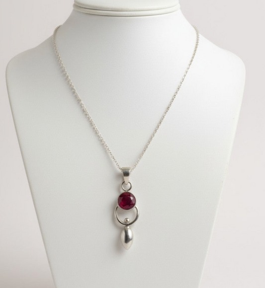 Sterling Silver Pink Gemstone Necklace