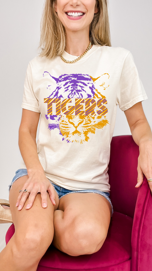 Purple & Gold Split Tiger Graphic Tee