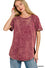 Terry Acid Wash Short Cuff Sleeve Pullover Top