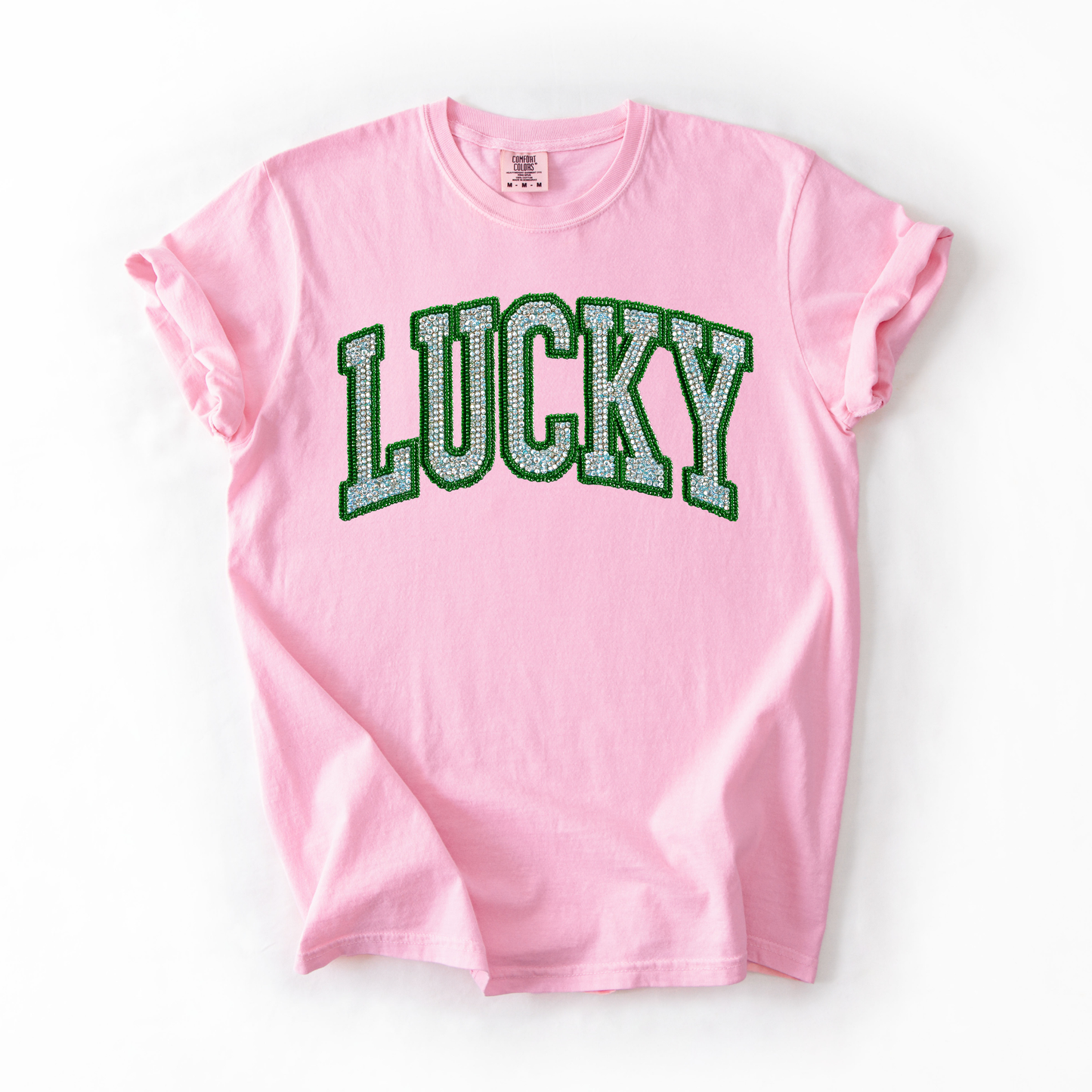 Lucky Printed Rhinestone Graphic Tee