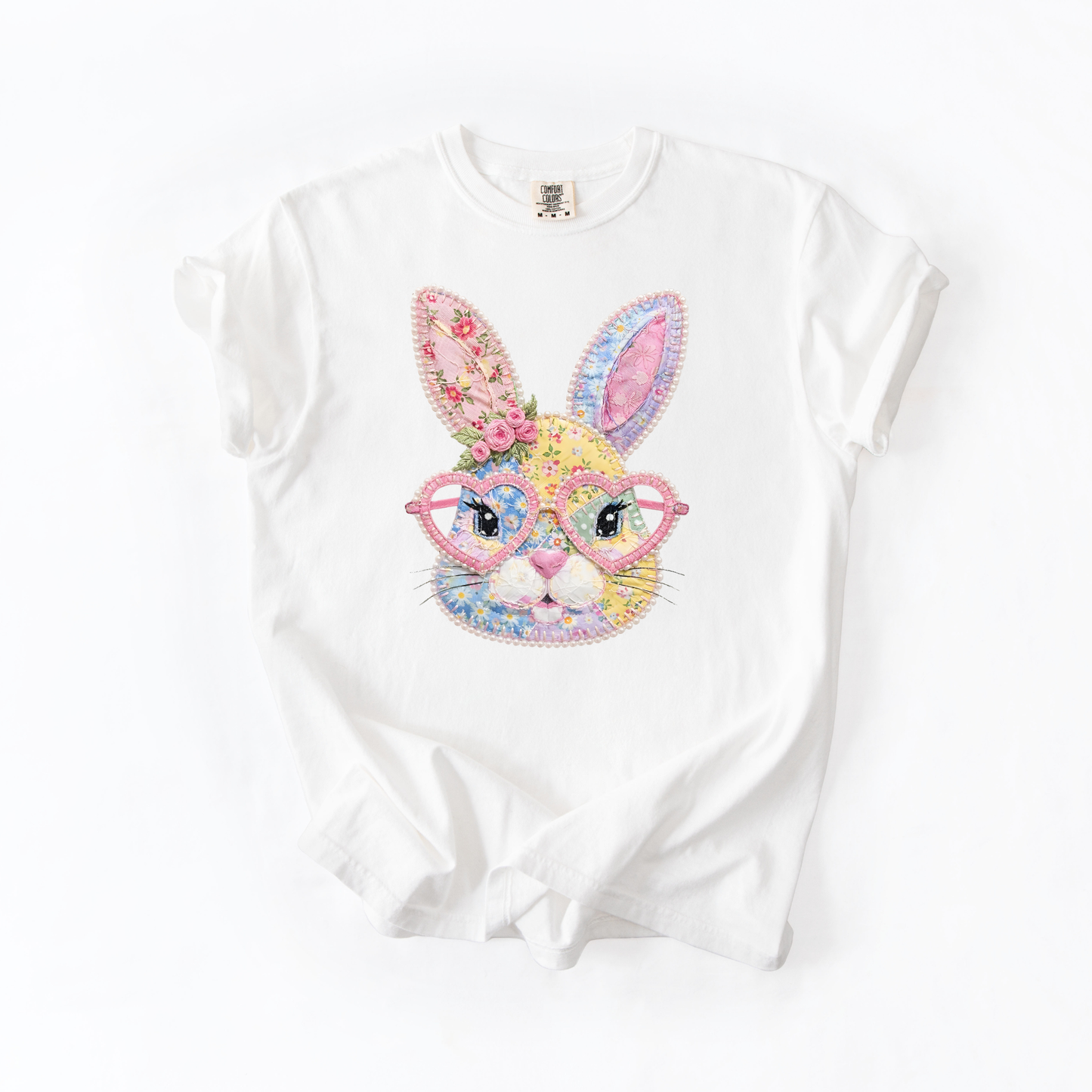 Patchwork and Pearls Rabbit Graphic Tee