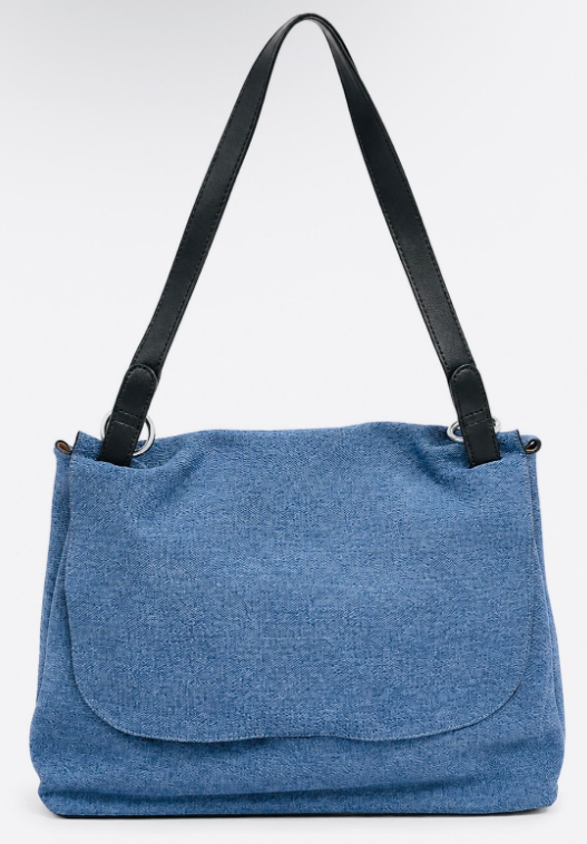 Luxurious Faux Denim Messenger Bag With Black Accents